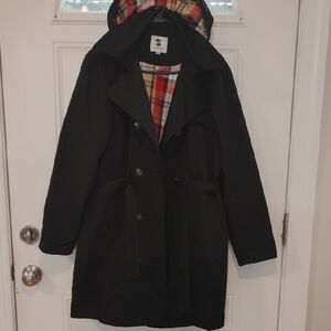 Women's Elegant Black Trench Coat Size Medium